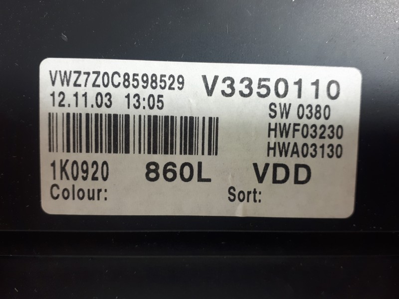 Recambio de cuadro instrumentos para volkswagen golf v berlina (1k1) highline referencia OEM IAM 1K0920860L 110080247024 V335011