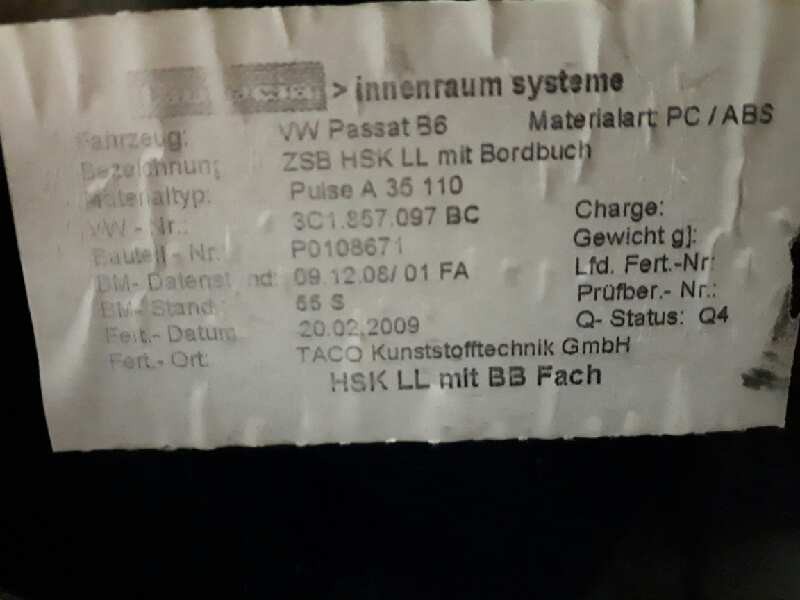 Recambio de guantera para volkswagen passat berlina (3c2) advance referencia OEM IAM 3C1857101  