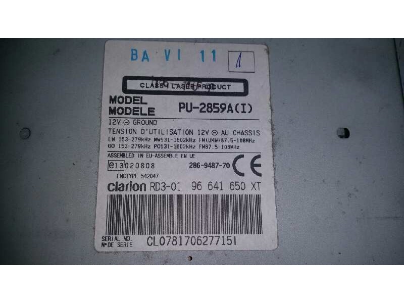 Recambio de sistema audio / radio cd para citroën xsara picasso 1.6 hdi 90 sx referencia OEM IAM 96641650XT CL078170627715I 