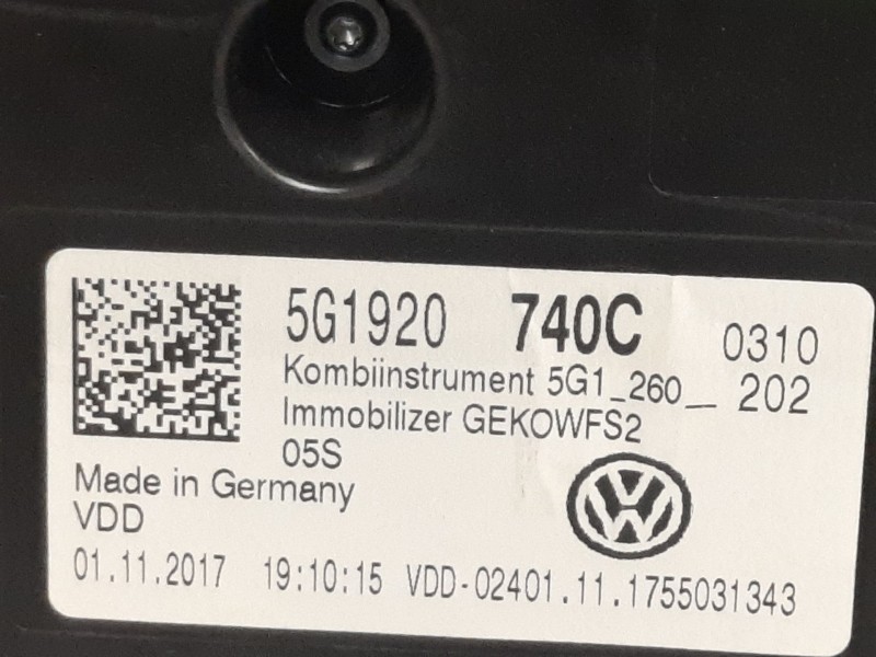 Recambio de cuadro instrumentos para volkswagen golf vii variant (bv5) advance bmt referencia OEM IAM 5G1920740C 5G1260202 A2C12