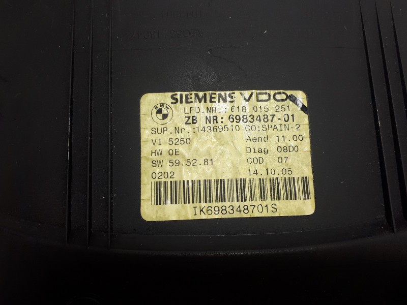 Recambio de cuadro instrumentos para bmw serie 3 berlina (e90) 320d referencia OEM IAM 698348701 A2C53144918 