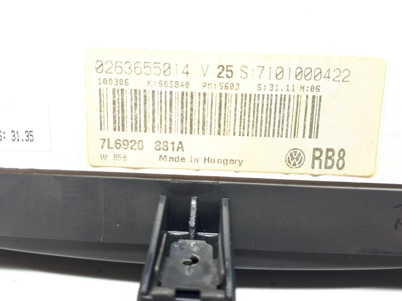 Recambio de cuadro instrumentos para volkswagen touareg (7la) tdi r5 referencia OEM IAM 7L6920881A 0263655 7101000422