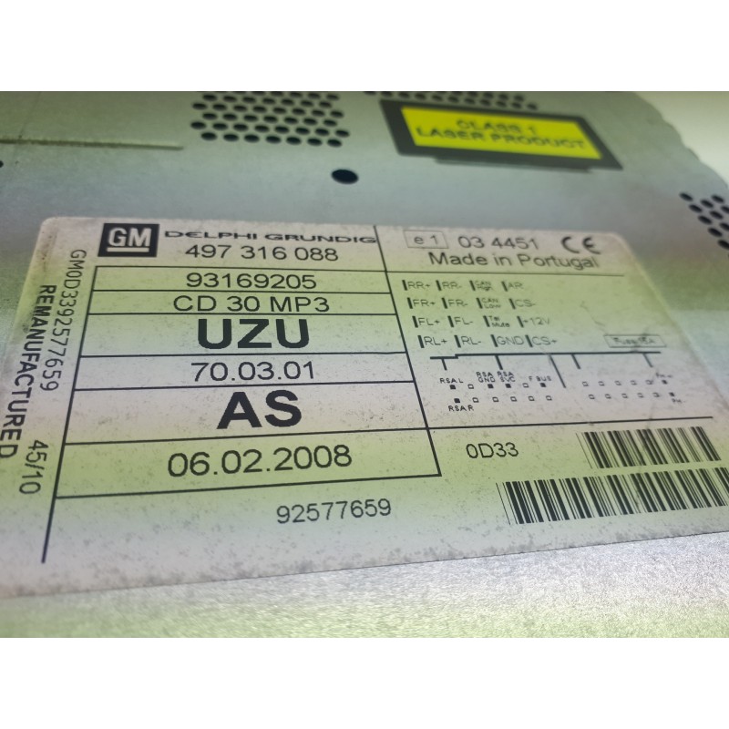 Recambio de sistema audio / radio cd para opel corsa d catch me referencia OEM IAM 497316088  