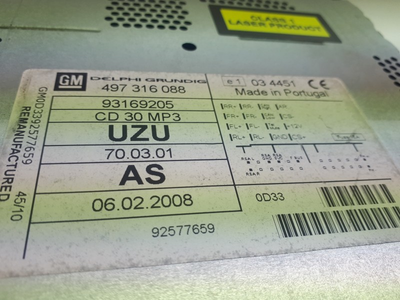 Recambio de sistema audio / radio cd para opel corsa d catch me referencia OEM IAM 497316088  
