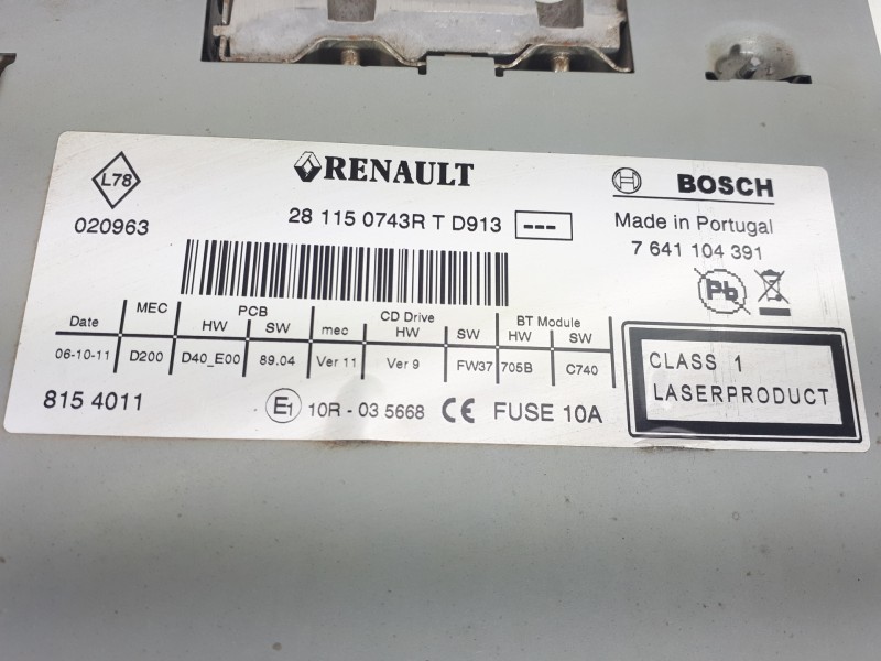 Recambio de sistema audio / radio cd para renault megane iii berlina 5 p bose edition referencia OEM IAM 281150743R  