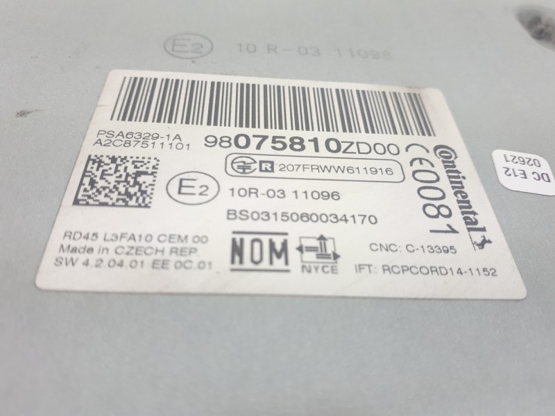 Recambio de sistema audio / radio cd para citroën c-elysée exclusive referencia OEM IAM 98075810ZD00  