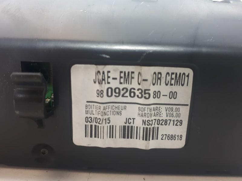 Recambio de pantalla multifuncion para citroën c-elysée exclusive referencia OEM IAM 9809263580  