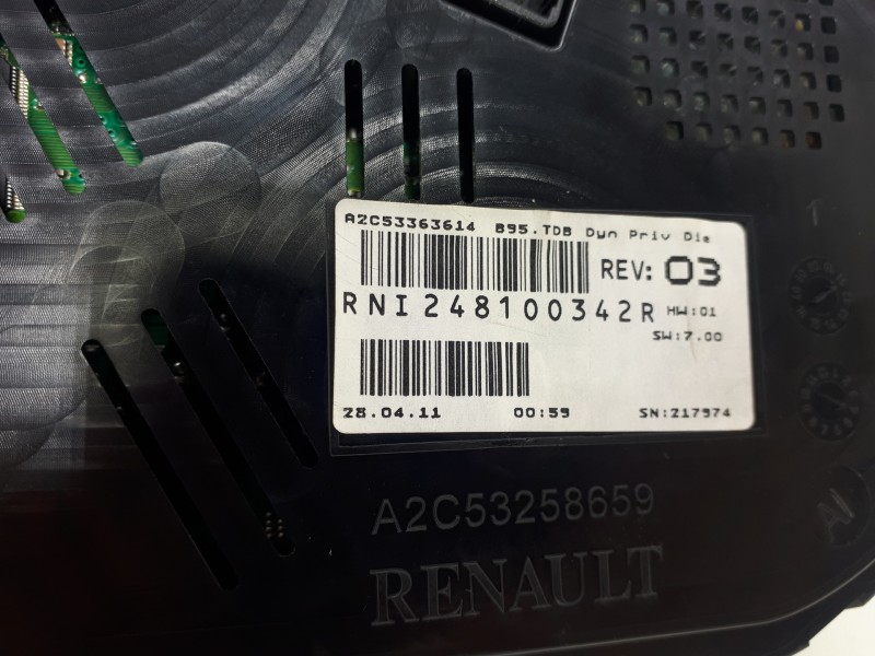 Recambio de cuadro instrumentos para renault megane iii coupé-cabrio floride referencia OEM IAM  248100342R A2C53363614