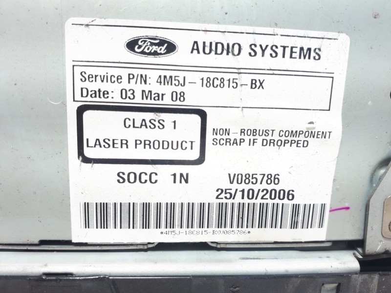 Recambio de sistema audio / radio cd para ford focus berlina (cap) s referencia OEM IAM 4M5J18C815BXQ  