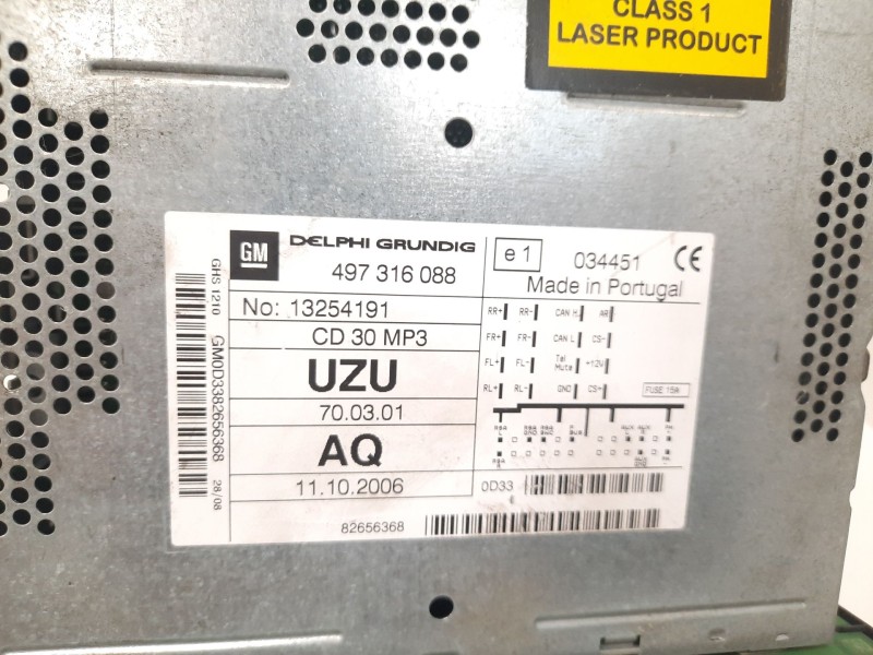 Recambio de sistema audio / radio cd para opel corsa d innovation referencia OEM IAM 13254191  