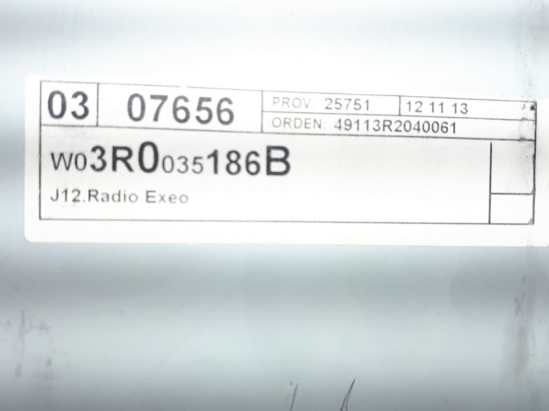 Recambio de sistema audio / radio cd para seat exeo berlina (3r2) reference referencia OEM IAM 3R0035186B 8157640238366 SEZ1Z3L2