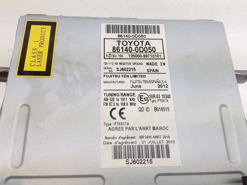 Recambio de sistema audio / radio cd para toyota yaris active hybrid referencia OEM IAM 861400D050  