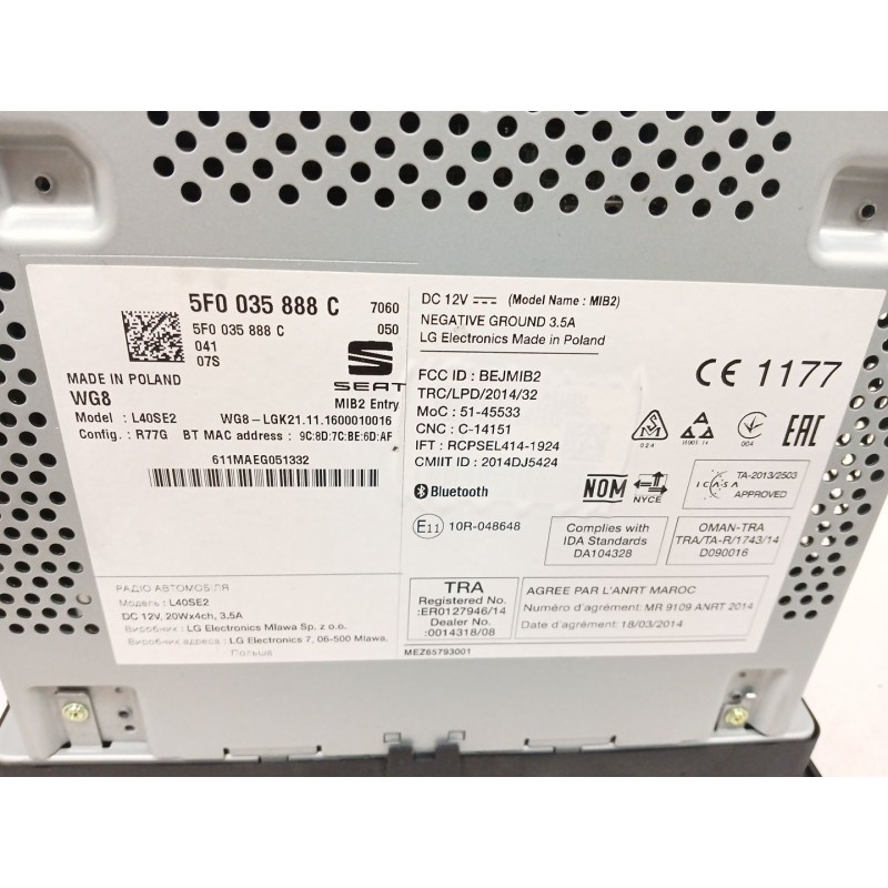 Recambio de sistema audio / radio cd para seat ibiza iv (6j5, 6p1) 1.4 tdi referencia OEM IAM   