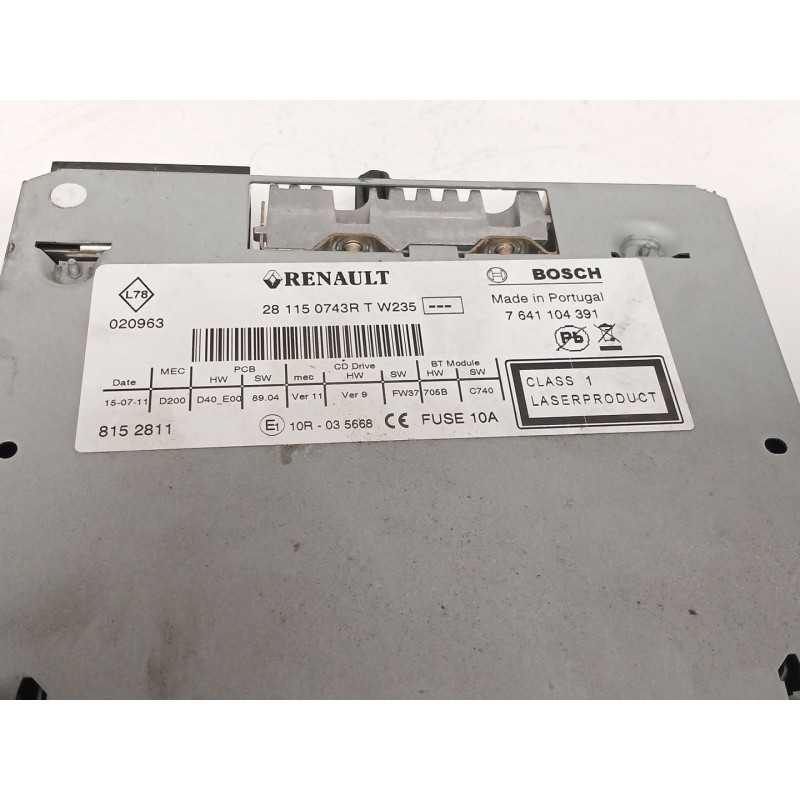 Recambio de sistema audio / radio cd para renault megane iii grandtour (kz0/1) 1.9 dci (kz0j, kz0n, kz1s) referencia OEM IAM 281