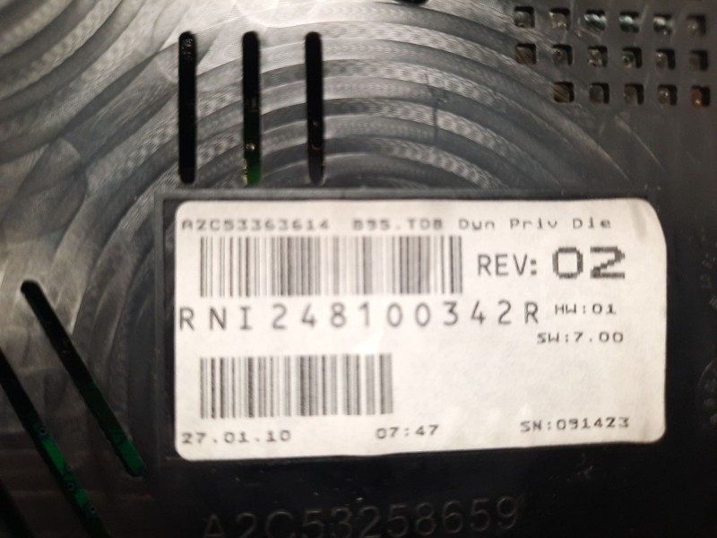 Recambio de cuadro instrumentos para renault megane iii berlina 5 p dynamique referencia OEM IAM RNI248100342R AZC53363614 