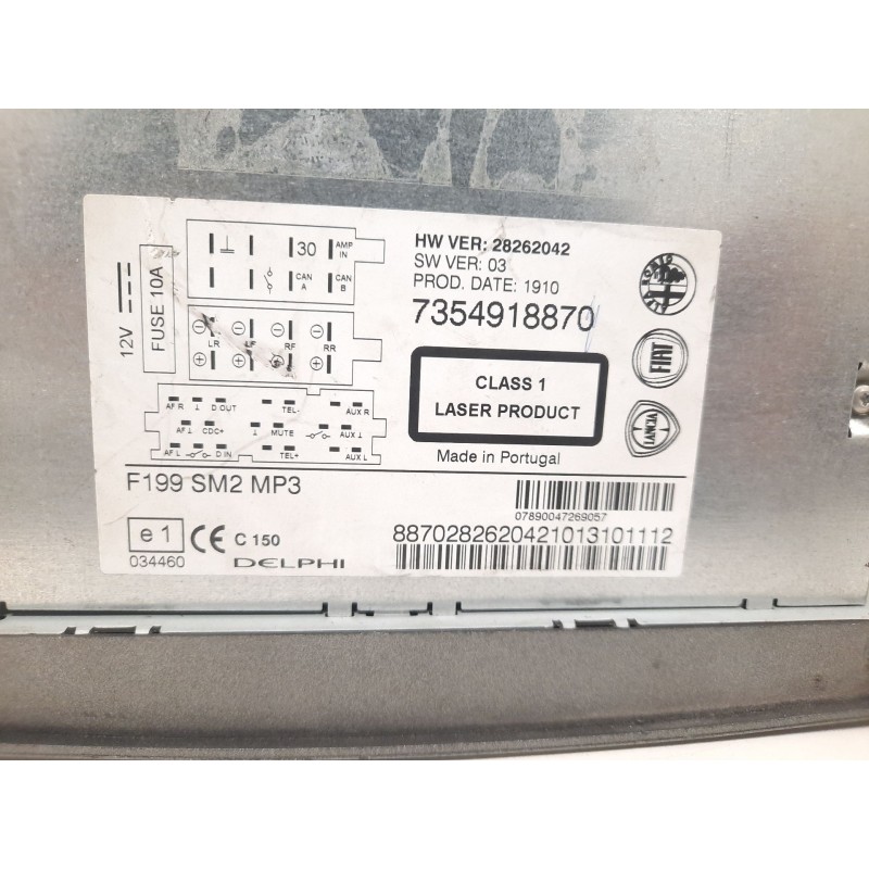Recambio de sistema audio / radio cd para fiat grande punto (199) 1.3 16v multijet active (55kw) referencia OEM IAM 7354918870  