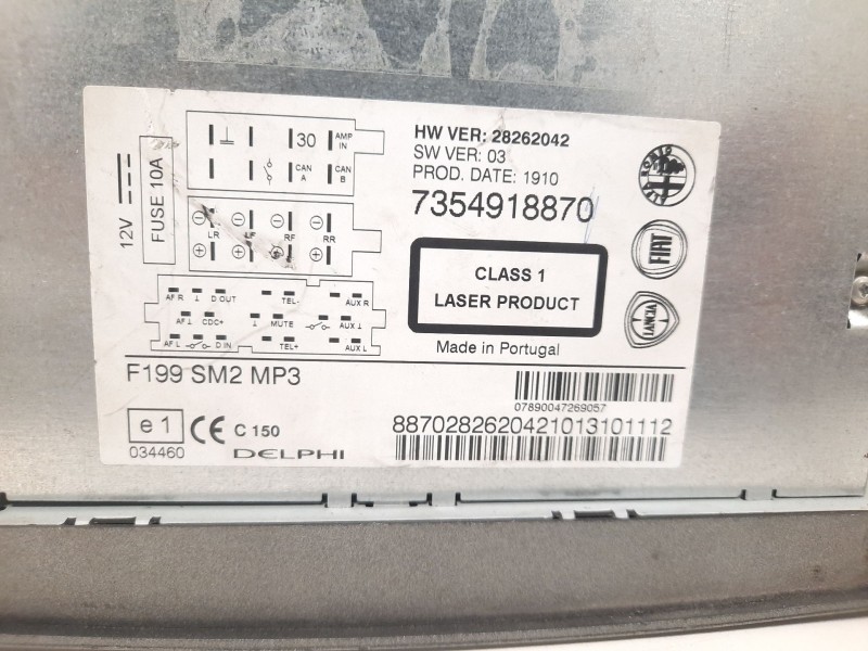 Recambio de sistema audio / radio cd para fiat grande punto (199) 1.3 16v multijet active (55kw) referencia OEM IAM 7354918870  
