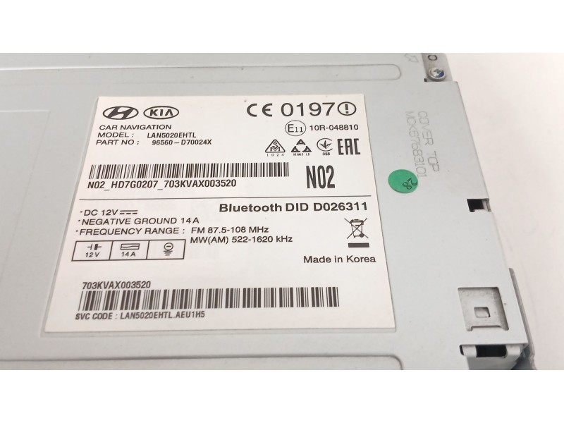 Recambio de sistema audio / radio cd para hyundai tucson (tl, tle) 2.0 crdi referencia OEM IAM LAN5020EHTL  96560D70024X