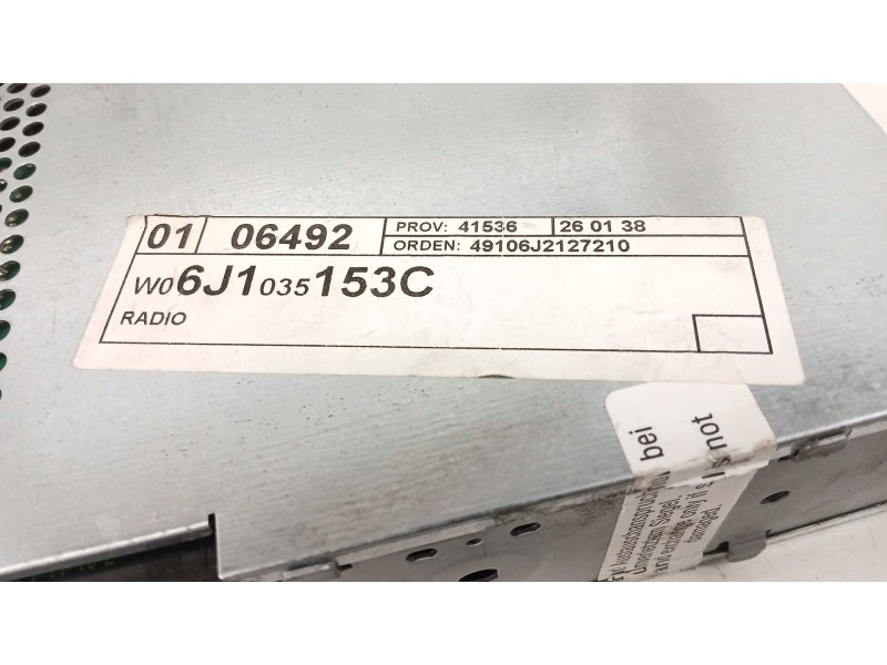 Recambio de sistema audio / radio cd para seat ibiza iv (6j5, 6p1) 1.6 tdi referencia OEM IAM 6J1035153C  SEZAZ2K9437102