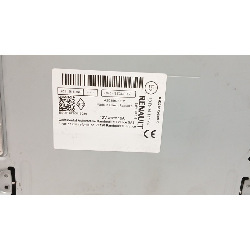 Recambio de sistema audio / radio cd para renault captur i (j5_, h5_) 0.9 tce 90 referencia OEM IAM A2C85678512  281151559R