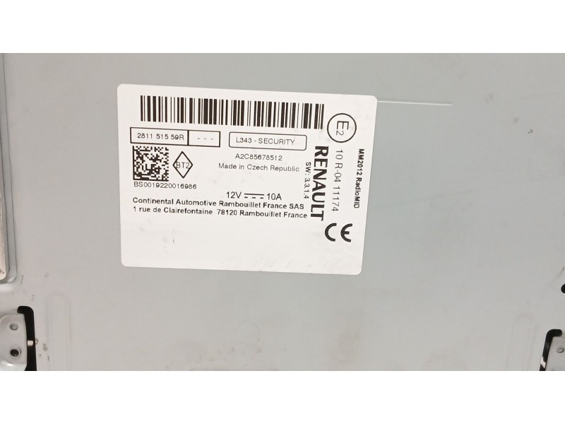 Recambio de sistema audio / radio cd para renault captur i (j5_, h5_) 0.9 tce 90 referencia OEM IAM A2C85678512  281151559R