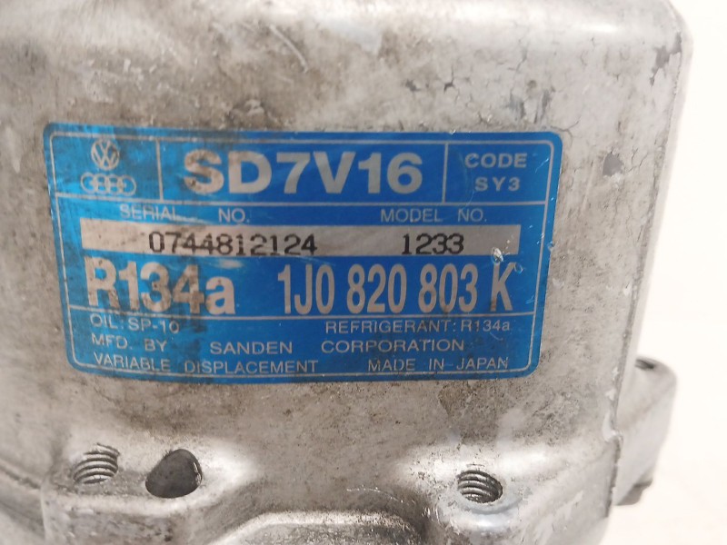 Recambio de compresor aire acondicionado para seat cordoba (6k1, 6k2) 1.9 tdi referencia OEM IAM 1J0820803K 0744812124 1233