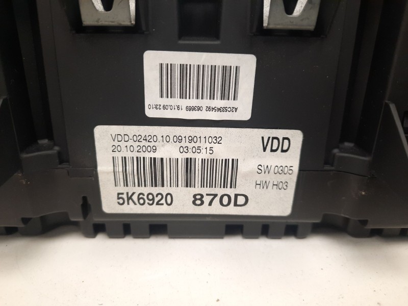 Recambio de cuadro instrumentos para volkswagen golf vi (5k1) gti referencia OEM IAM 5K6920870D A253345492 
