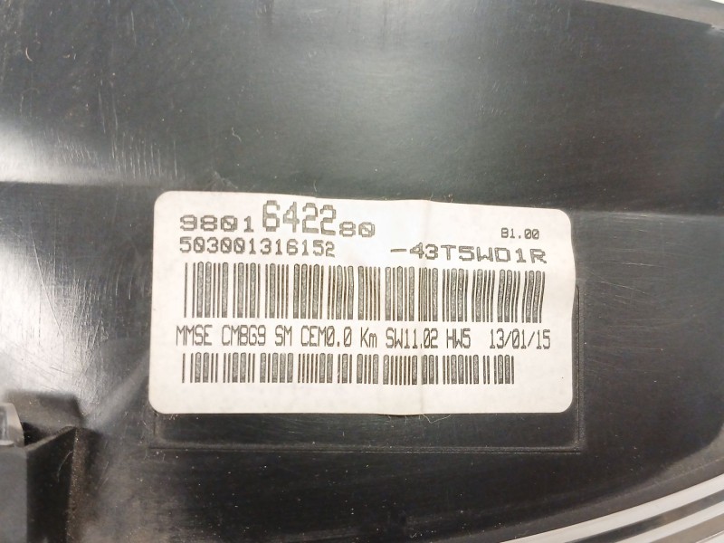 Recambio de cuadro instrumentos para citroën jumpy ii furgoneta 1.6 hdi 90 8v referencia OEM IAM 9801642280 43TWD1R 503001316152