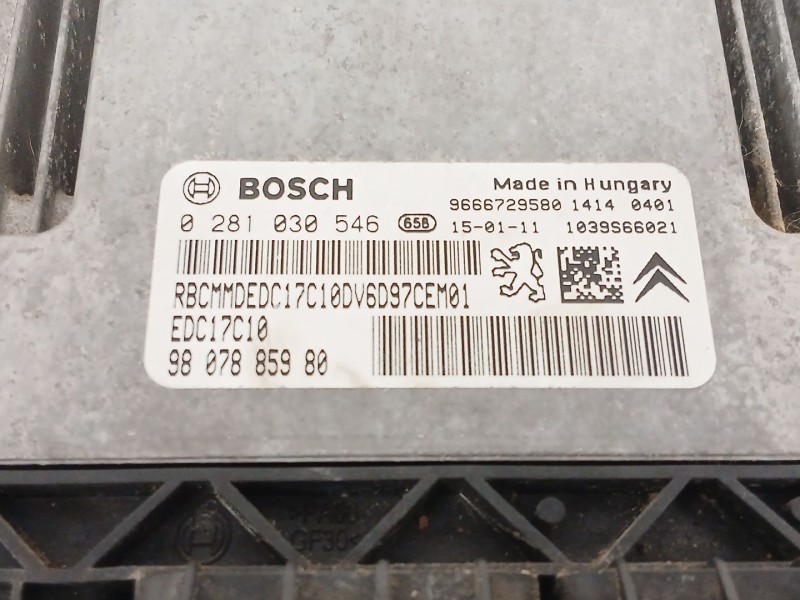 Recambio de centralita motor uce para citroën jumpy ii furgoneta 1.6 hdi 90 8v referencia OEM IAM 0281030546 9666729580 