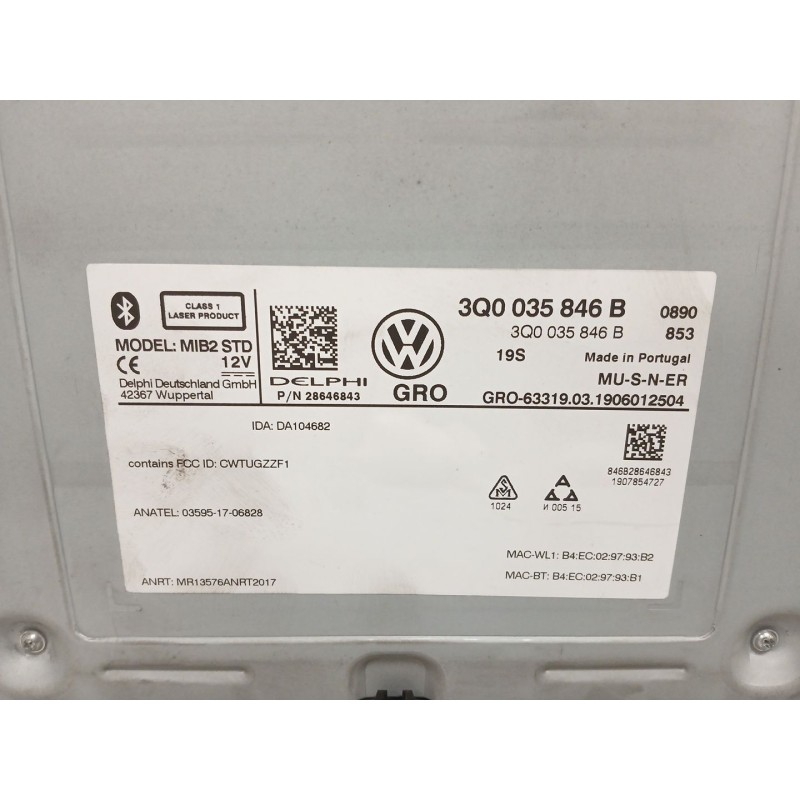 Recambio de sistema navegacion gps para volkswagen t-roc (a11, d11) 1.6 tdi referencia OEM IAM 3Q0035846B  