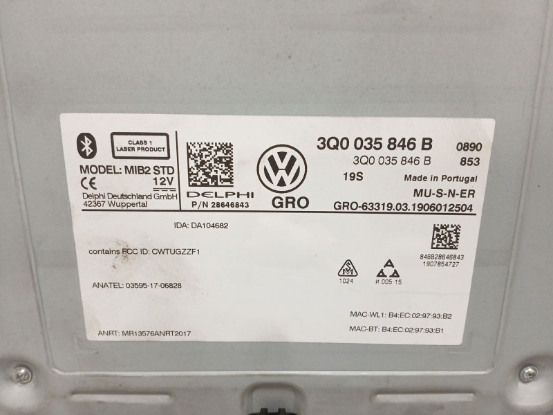 Recambio de sistema navegacion gps para volkswagen t-roc (a11, d11) 1.6 tdi referencia OEM IAM 3Q0035846B  