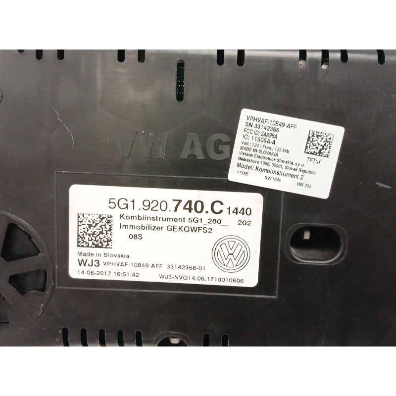 Recambio de cuadro instrumentos para volkswagen golf vii (5g1, bq1, be1, be2) 1.0 tsi referencia OEM IAM 5G1920740C 5G1260202 