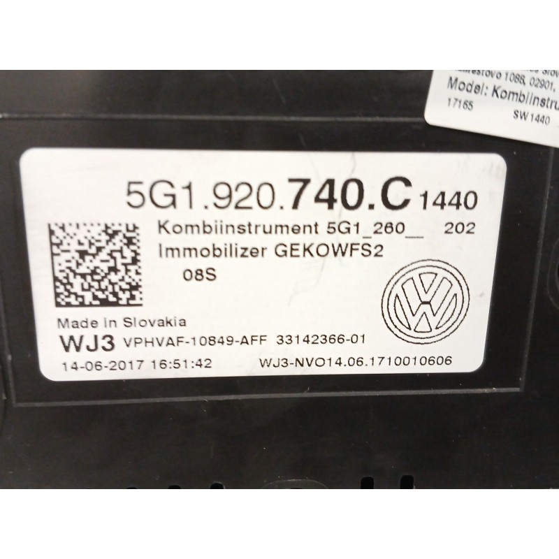Recambio de cuadro instrumentos para volkswagen golf vii (5g1, bq1, be1, be2) 1.0 tsi referencia OEM IAM 5G1920740C 5G1260202 