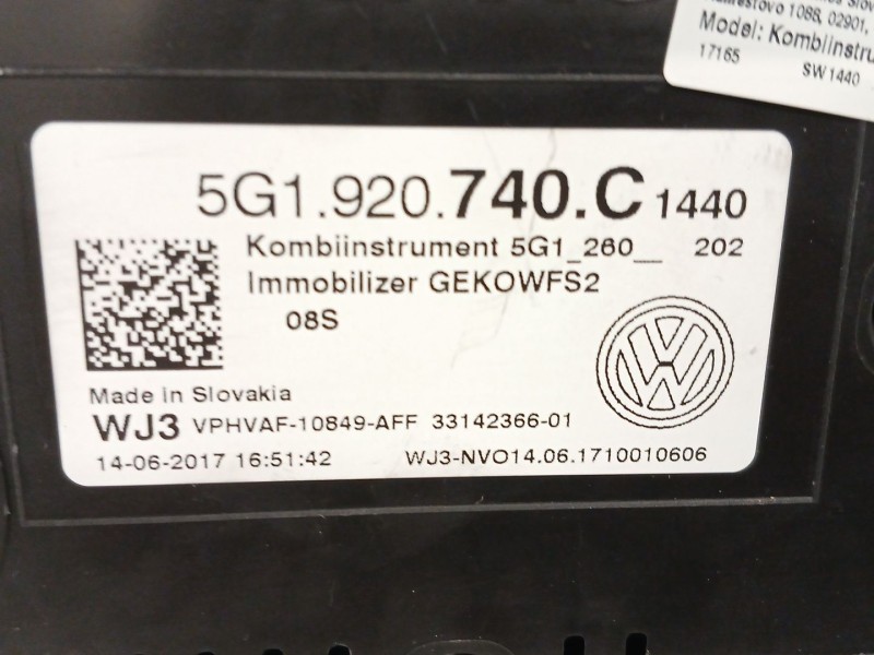 Recambio de cuadro instrumentos para volkswagen golf vii (5g1, bq1, be1, be2) 1.0 tsi referencia OEM IAM 5G1920740C 5G1260202 