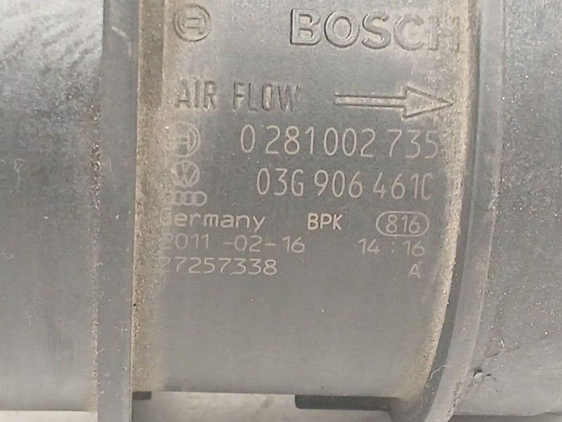 Recambio de caudalimetro para audi a5 sportback (8ta) 2.0 tdi quattro referencia OEM IAM 03G906461C 0281002735 