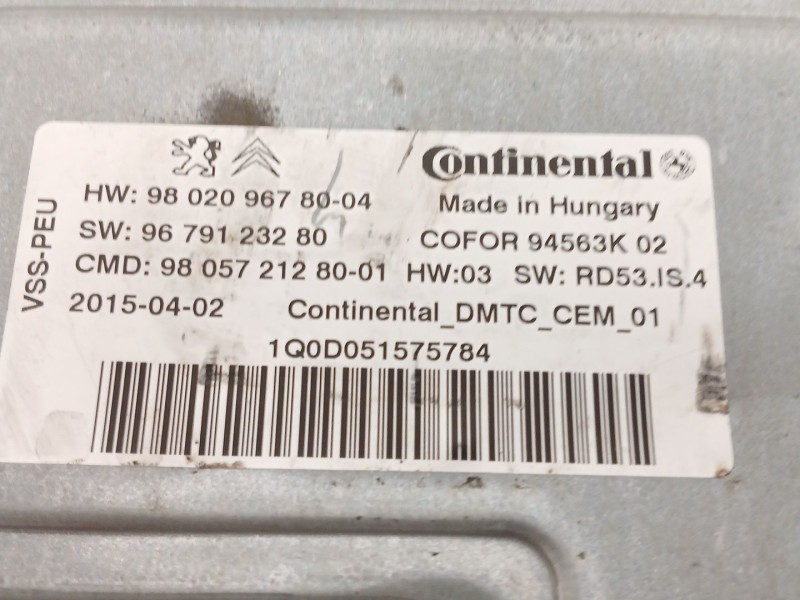 Recambio de centralita start / stop para peugeot partner tepee 1.6 hdi 90 referencia OEM IAM 9802096780 9679123280 DMTCCEM01