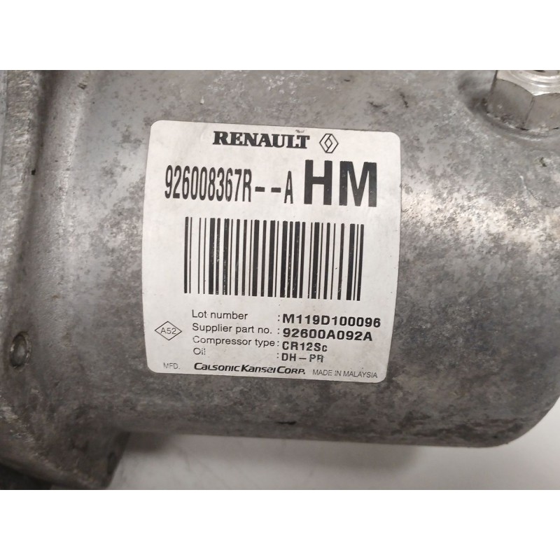 Recambio de compresor aire acondicionado para dacia dokker furgoneta/monovolumen 1.6 referencia OEM IAM 926008367R 92600A092A 