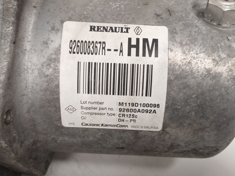 Recambio de compresor aire acondicionado para dacia dokker furgoneta/monovolumen 1.6 referencia OEM IAM 926008367R 92600A092A 