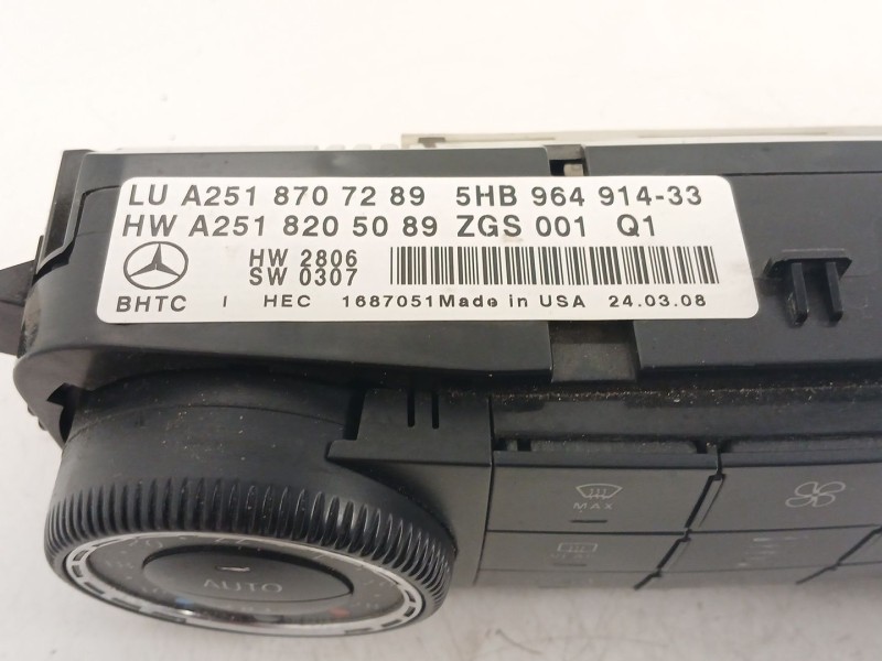 Recambio de mando calefaccion / aire acondicionado para mercedes-benz clase m (w164) ml 320 cdi 4-matic (164.122) referencia OEM