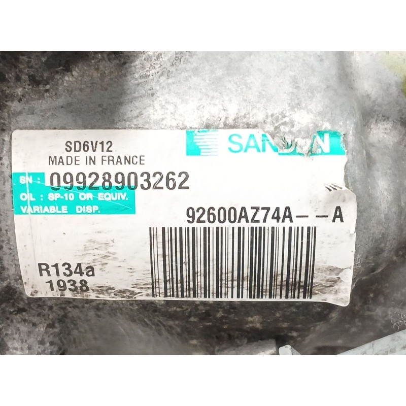 Recambio de compresor aire acondicionado para nissan nv200 furgoneta 1.5 dci 90 (m20, m20m) referencia OEM IAM 92600AZ74A  