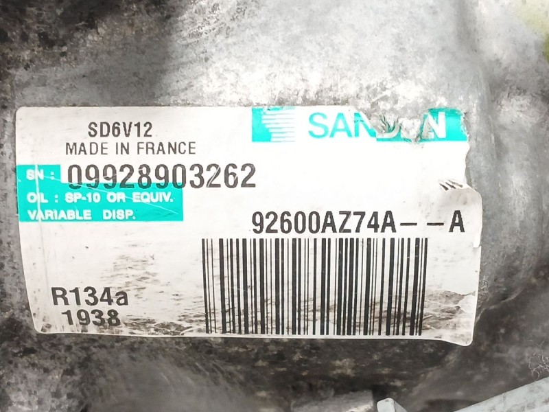 Recambio de compresor aire acondicionado para nissan nv200 furgoneta 1.5 dci 90 (m20, m20m) referencia OEM IAM 92600AZ74A  