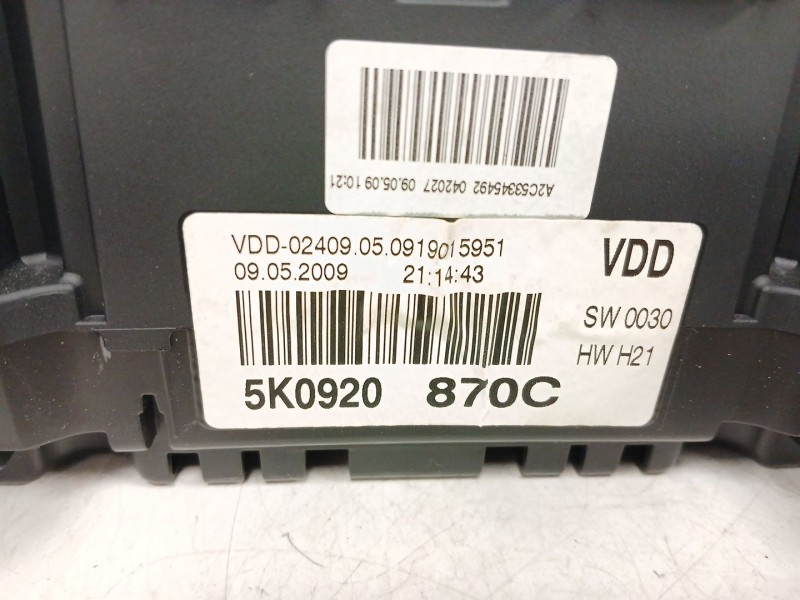 Recambio de cuadro instrumentos para volkswagen golf vi (5k1) 2.0 tdi referencia OEM IAM 5K00920870C  