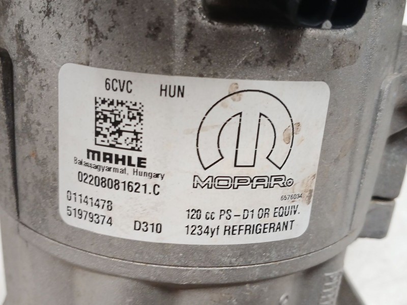 Recambio de compresor aire acondicionado para jeep compass (mp, m6, mv, m7) 1.4 multiair referencia OEM IAM 02208081621C  