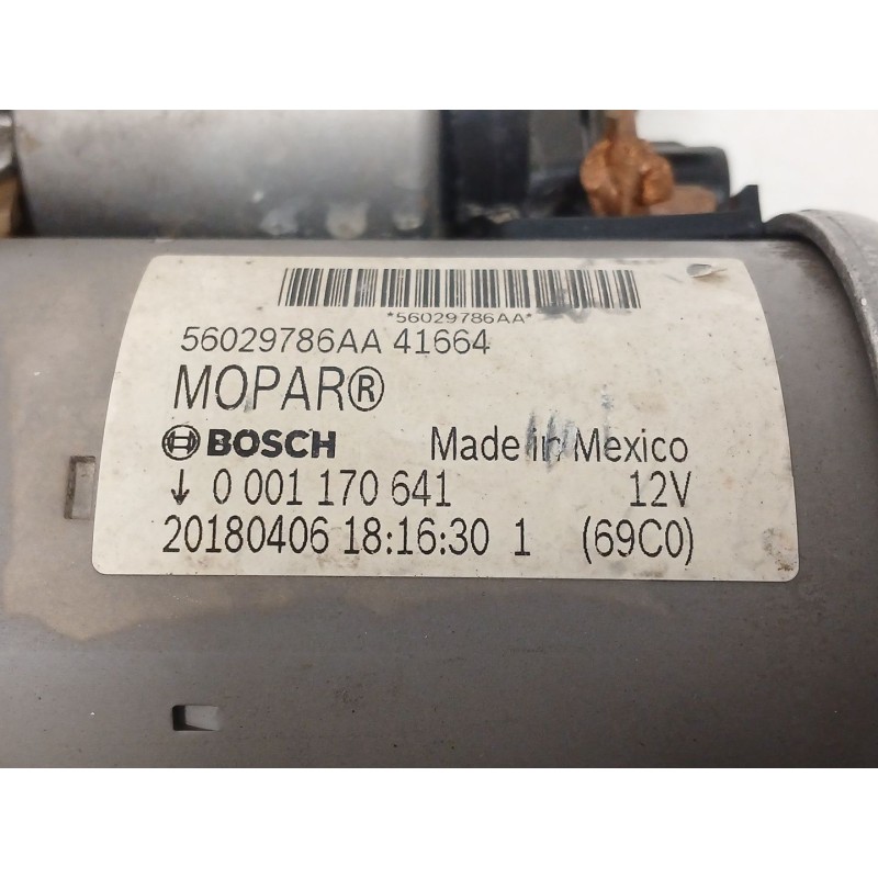 Recambio de motor arranque para jeep compass (mp, m6, mv, m7) 1.4 multiair referencia OEM IAM 0001170641 56029786AA 