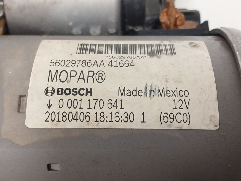 Recambio de motor arranque para jeep compass (mp, m6, mv, m7) 1.4 multiair referencia OEM IAM 0001170641 56029786AA 