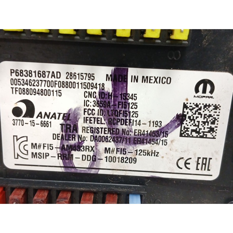 Recambio de caja reles / fusibles para jeep compass (mp, m6, mv, m7) 1.4 multiair referencia OEM IAM P68381687AD  