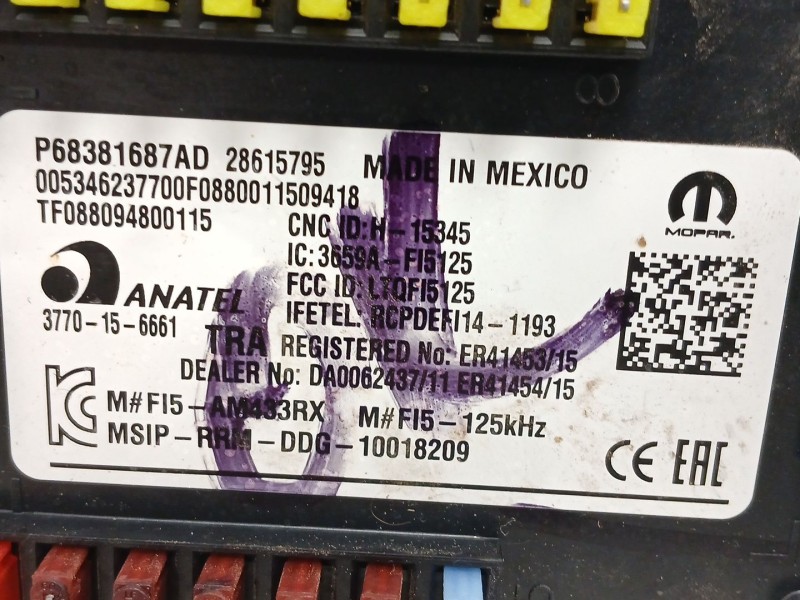 Recambio de caja reles / fusibles para jeep compass (mp, m6, mv, m7) 1.4 multiair referencia OEM IAM P68381687AD  