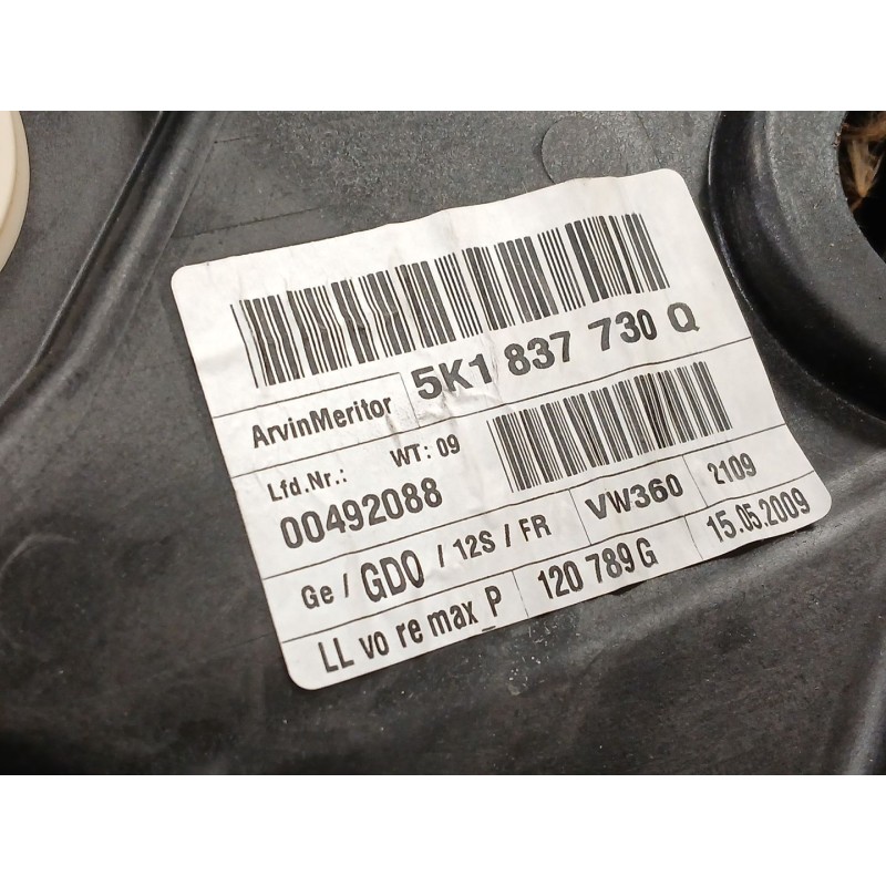 Recambio de elevalunas delantero derecho para volkswagen golf vi (5k1) 2.0 tdi referencia OEM IAM   