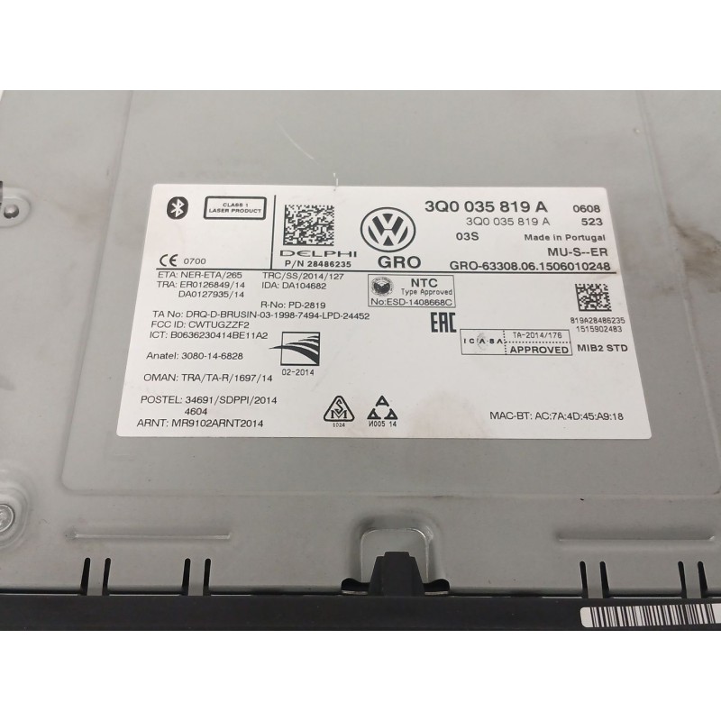 Recambio de sistema audio / radio cd para volkswagen golf vii (5g1, bq1, be1, be2) 1.6 tdi referencia OEM IAM 3Q0035819A  