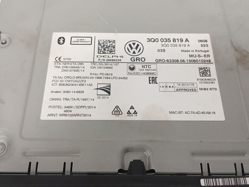 Recambio de sistema audio / radio cd para volkswagen golf vii (5g1, bq1, be1, be2) 1.6 tdi referencia OEM IAM 3Q0035819A  